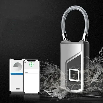 

2019 Hot Sale Durable Waterproof Long Standby USB Rechargeable Bluetooth Door Smart Lock Fingerprint Padlock Bike Bag Security