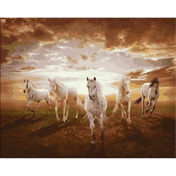 

GATYZTORY DIY Painting By Numbers Horse Group HandPainted Oil Painting Drawing On Canvas Kill Time Home Decor Accessories