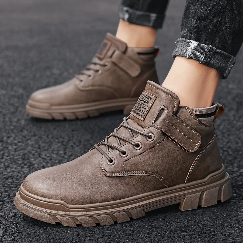 

New Luxury Leather Casual Men Ankle Boots Spring Autumn Winter British Dress Boots Male Work Motorcycle Boots