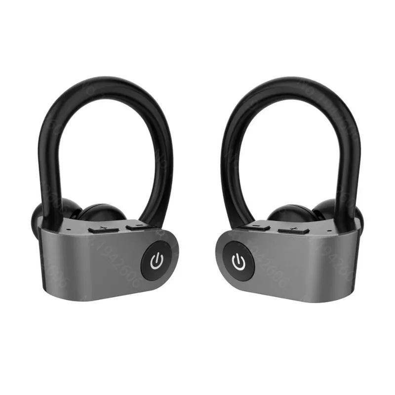 Беспроводные спортивные наушники TWS Аурикулярные bluetooth наушники ушные крючки для бега HD вызова стерео наушники с микрофоном IPX7 водонепроницаемый - Цвет: Черный