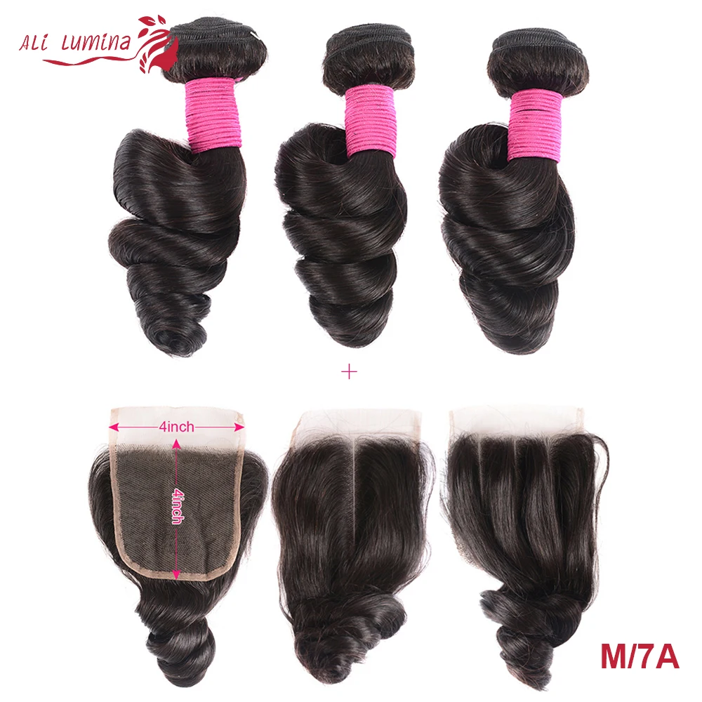 

Malaysian Loose Hair With Closure Remy Human Hair Bundles With Closure Can Customize Into Wig With 4X4 5X5 6X6 7X7 Lace Closure