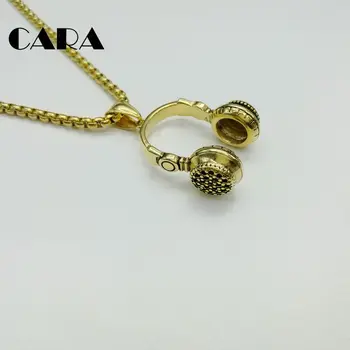 

Hip Hop Jewelry Men Necklace 316L Stainless Steel Music Headphone Pendant Necklaces 2019 Fashion Cool Mens Jewelry CARA125