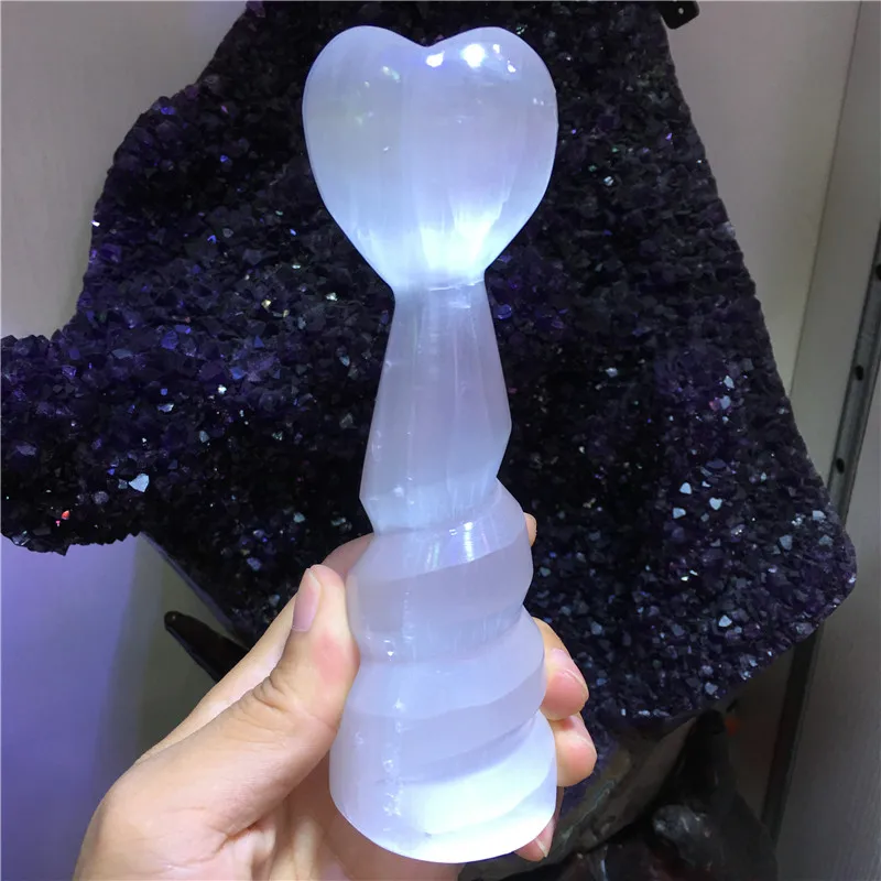 

New natural raw selenite Crystal gemstone tower meditation reiki healing crystal energy stone