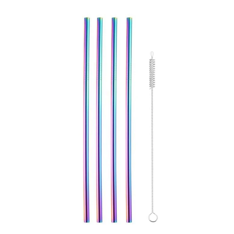 Rainbow A 304 нержавеющая сталь металл питьевой соломы Многоразовые окружающей среды-дружественные Соломинки+ чистящая щетка+ сумка для хранения для бара сока - Цвет: Rainbow A