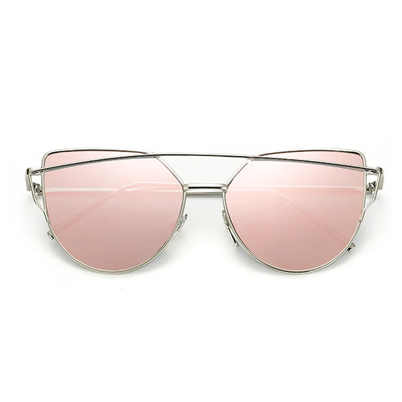 SilverPink RBROVO, фирменный дизайн, кошачий глаз, солнцезащитные очки для женщин, Ретро стиль, металлические, отражающие очки для женщин, зеркальные, Ретро стиль, Oculos De Sol Gafas - Цвет линз: SilverPink