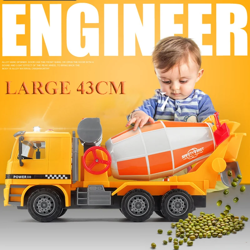 43CM Oversized Inertia Simulation Lighting Music Mixing Cement Dump Truck Engineering Vehicle Loadable Model Children's Toy Gift simulation of inertial engineering truck cement dump truck mixer truck sanitation truck toy model