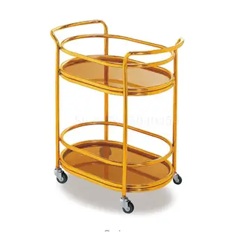 

Hotel restaurant tea delivery car double-layer all-steel round wine cart cake shop mobile service trolley