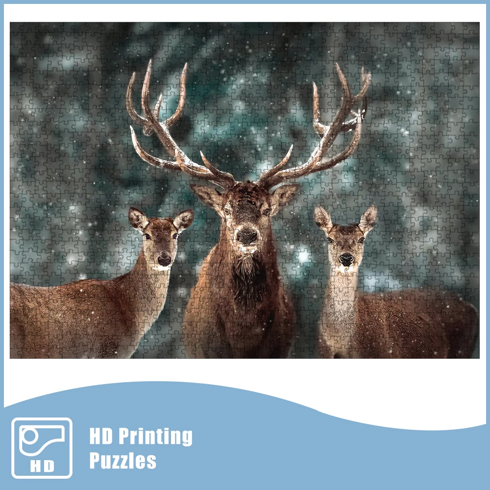 MaxRenard Puzzle 1000 Pieces Adult Puzzle Jigsaw 50*70cm Noble Deer Family Assembling Animal Photos Puzzles Toys for Adults
