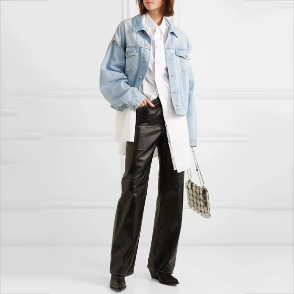 low cost DEAT 2020 autumn and winter turn-down collar lantern sleeves single breasted two ways wearing vinta