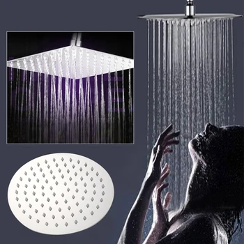 

Large Round Square Chrome Stainless Steel Rainfall Overhead Shower Head Spray Bathroom Bath Toliet Home Supply Accessories