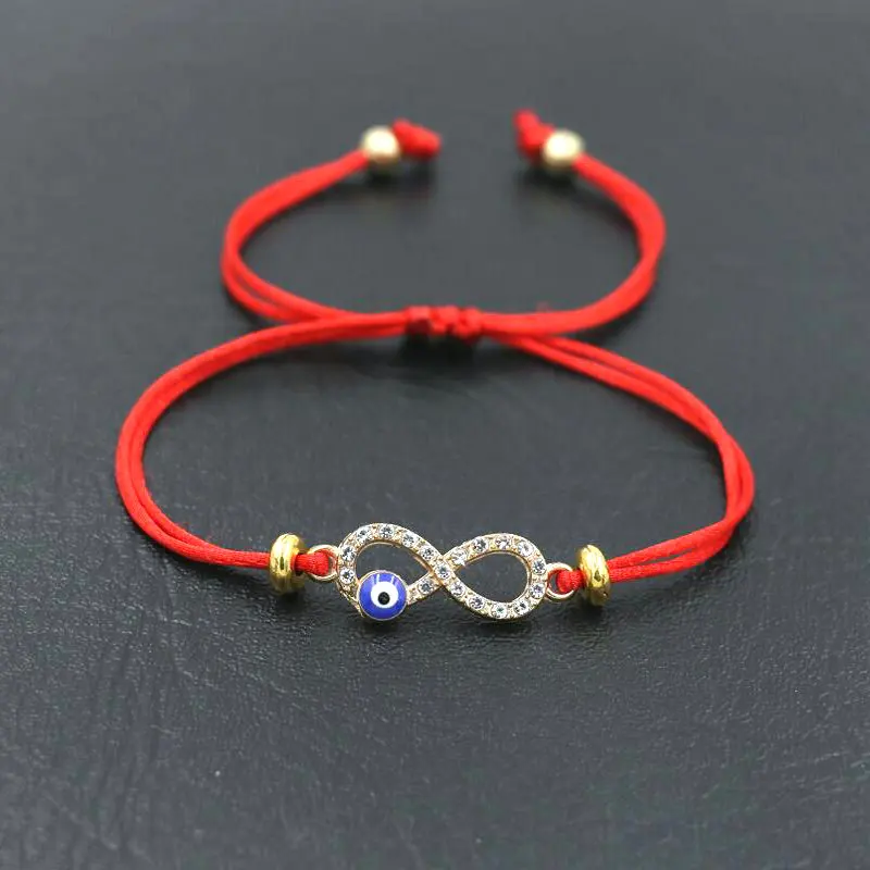 Cubic Zirconia Digital 8 Infinity Lucky Red Rope Thread String Charm Bracelets For Women Evil eye Pulseira Lovers Gifts bracelet jewelry
