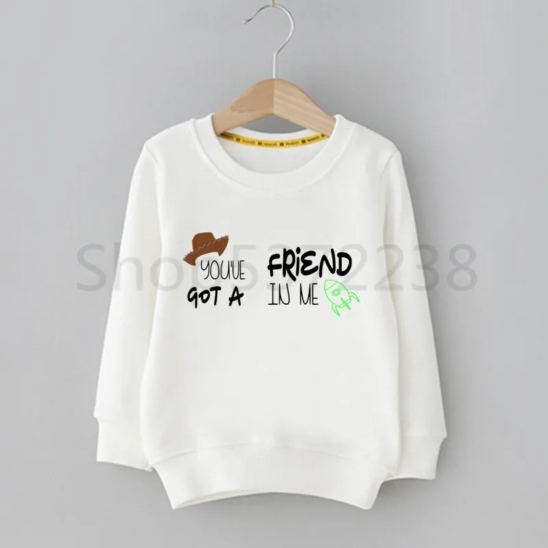 Toy Story/толстовки для мальчиков и девочек с героями мультфильмов «You't Got A Friend In Me»; весенние повседневные толстовки с капюшоном; Детские однотонные толстовки