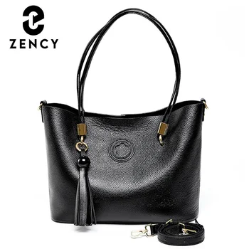 

Zency Soft Genuine Leather Handbag Large Capacity Female Tote Classic Fashionable Ladies Shoulder Bag Elegant Crossbody Bag