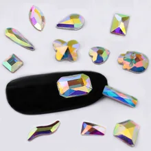 20 pièces/paquet Nail Art strass plat en forme de larme allongée Rectangle verre flamme pierres colorées pour la décoration des ongles 3D(China)