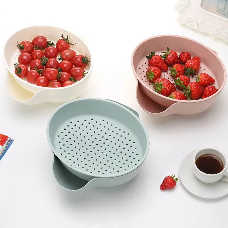 

Fruit basket with double layers water filter wash fruit vegetable kitchen Utensils storage basket YORO