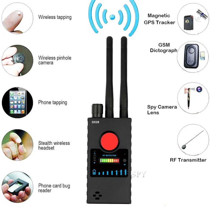 Wi-Fi Pinhole Скрытая камера детектор двойная антенна G529 RF сигнал секретный gps аудио GSM Мобильный микро Cam анти-скрытый шпион ошибка искатель