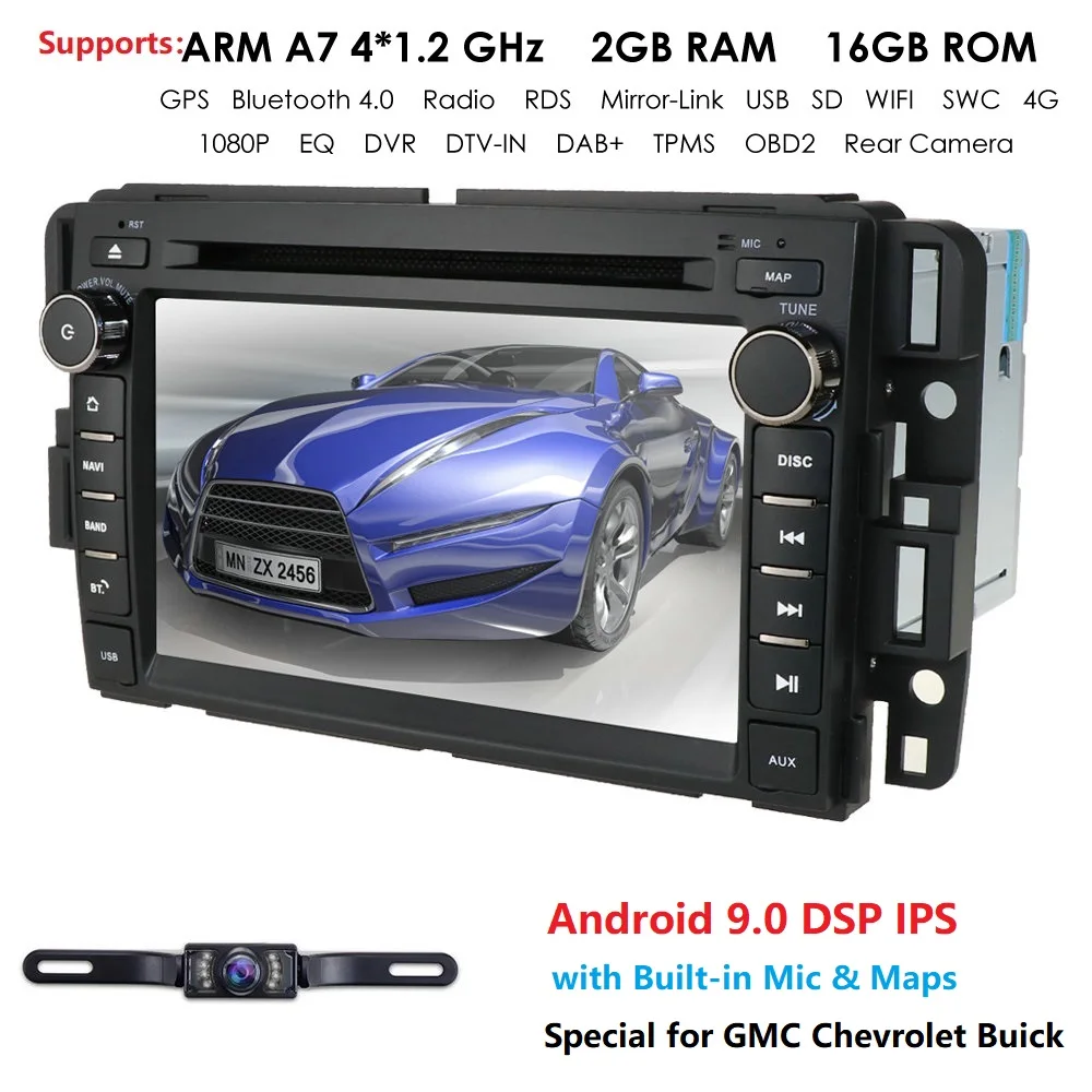 4GWIFI Android9.0 2GRAM+ 16GROM автомобильный DVD gps Navi радио DAB+ BT OBD для Chevrolet GMC Buick Silverado CANBUS SWC DVR RDS DVBT DAB