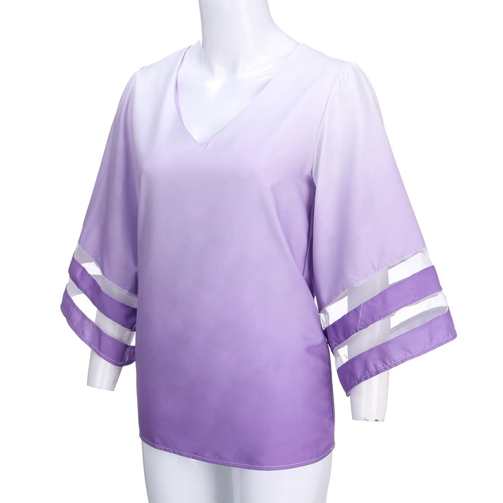 JAYCOSIN Fashion Loose Blouse V-Neck Women