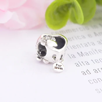 

Fit Original Pandora Charm Bracelet Authentic 925 Silver Fur Mum Dog PAW Print Zirconia Love Heart Bead Making Berloque 2020 NEW