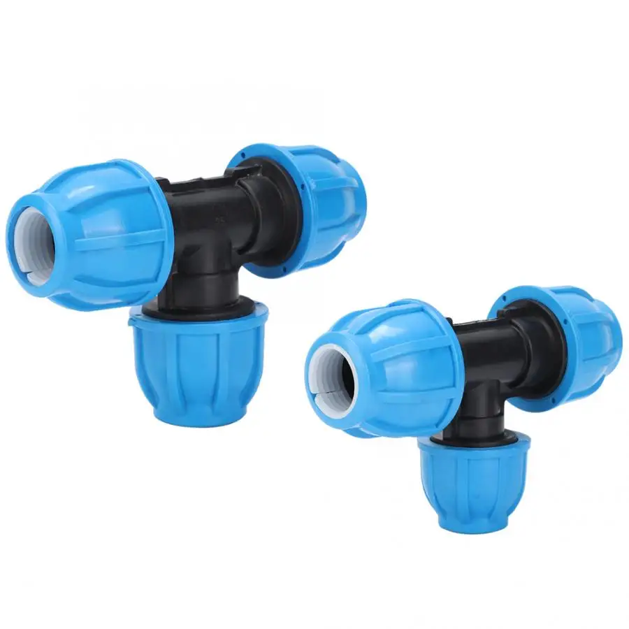 2Pcs PE Plastic Water Pipe Fitting Accessories Tee Connector Suitable For Home Piping Systems