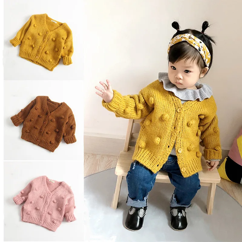 

Baby Girl Knit Cardigan Sweater Infant Button Hairball Sweater Baby Girl's Open Front Cardigan Toddler Spring Fall Outerwear