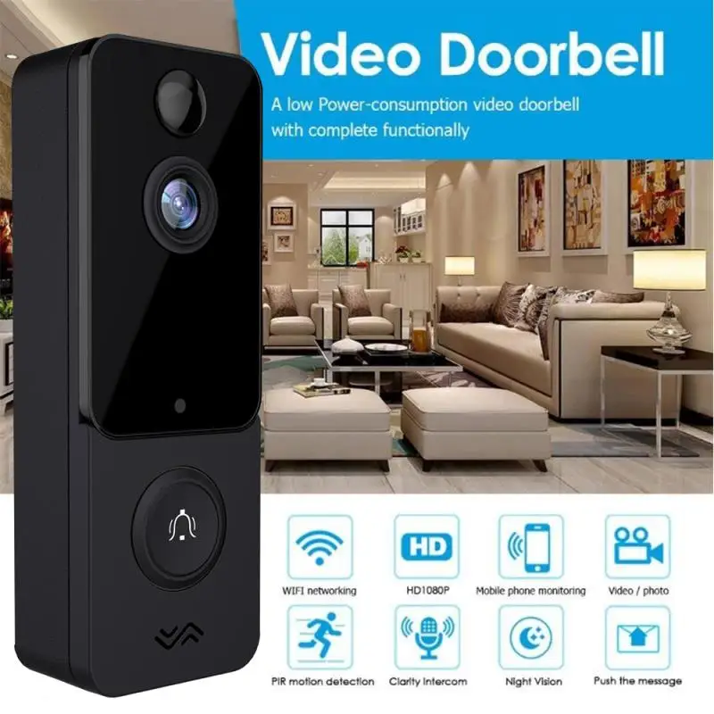 Умный Видеозвонок T9 IP67 Wi-Fi 1080P ночное видение | Безопасность и защита