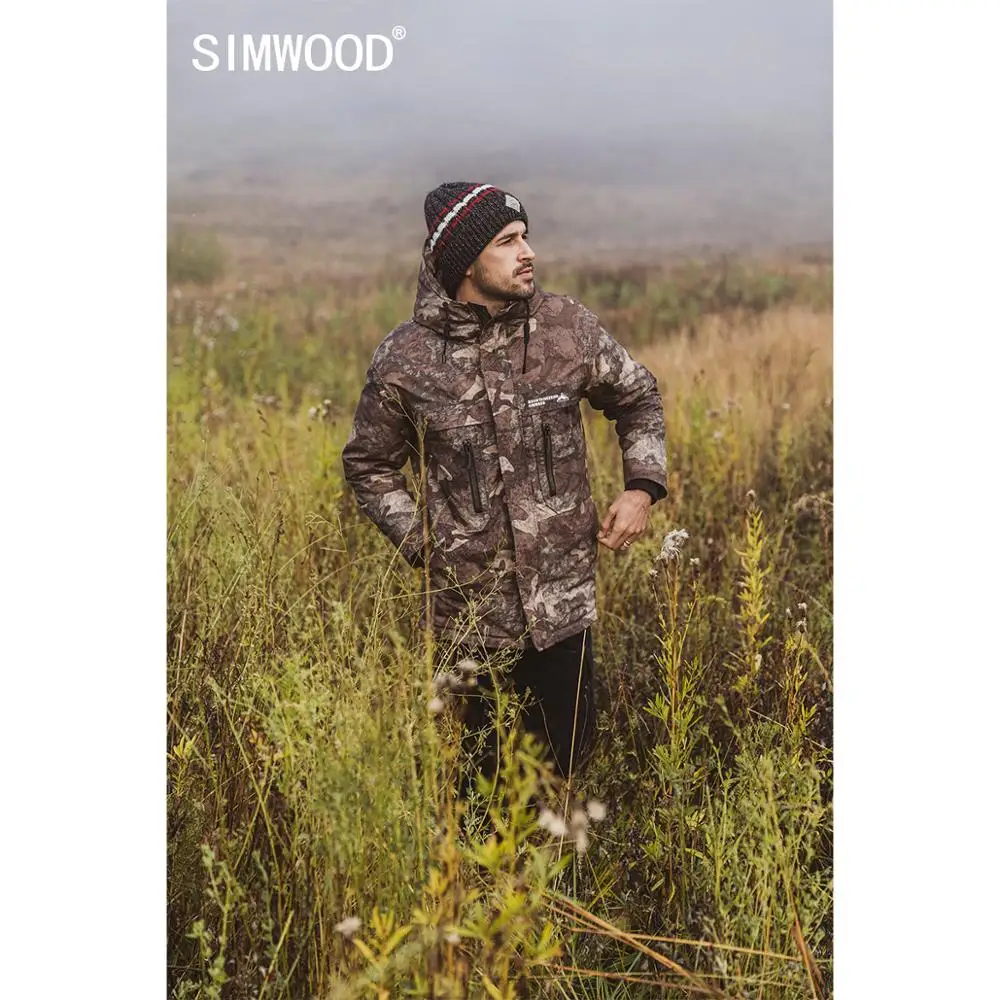 SIMWOOD 2019 Зима Новинка 90% белая утка пальто мужские теплые длинные с капюшоном