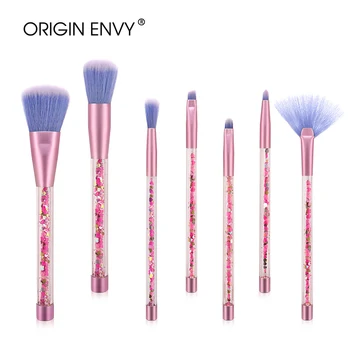

ORIGIN ENVY 7Pcs Transparent Crystal Handle Makeup Brush Set Empty Tube Quicksand Sequins Diamonds Particles Beauty