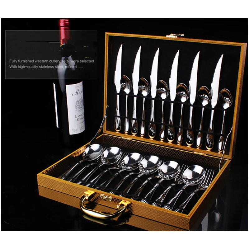 

Golden/black Dinnerware Set top Stainless Steel Dinner Cutlery Set Gift 3 style Knife and Fork Cut steak knife Bbq Weddings
