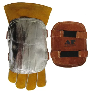 

Welding Gloves Pad High Welder Hand Protection Pad Cowhide Leather & Aluminized Heat Insulation Reflective Profession Weld Pad