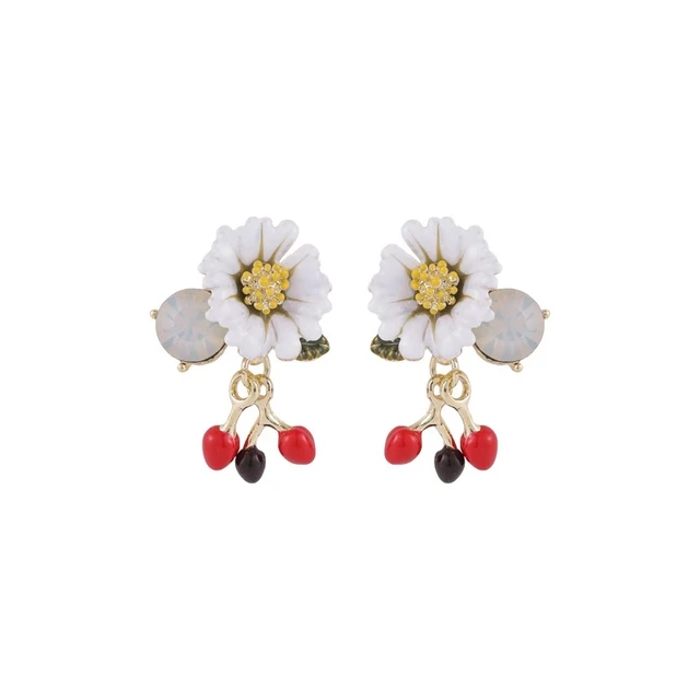 Retro Colorful Enamel Flower Earrings 2020 Vintage Gold Color Alloy Multi Flowers Glass Small Stud Earrings Statement Jewelry 5