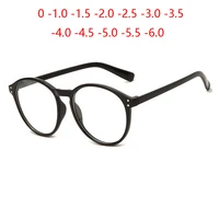 Black Frame Round Myopia Glasses Finished Women Men Blue Light Blocking Short-sight Eyewear Diopter 0 -1.0 -1.5 -2.0 To -6.0 1