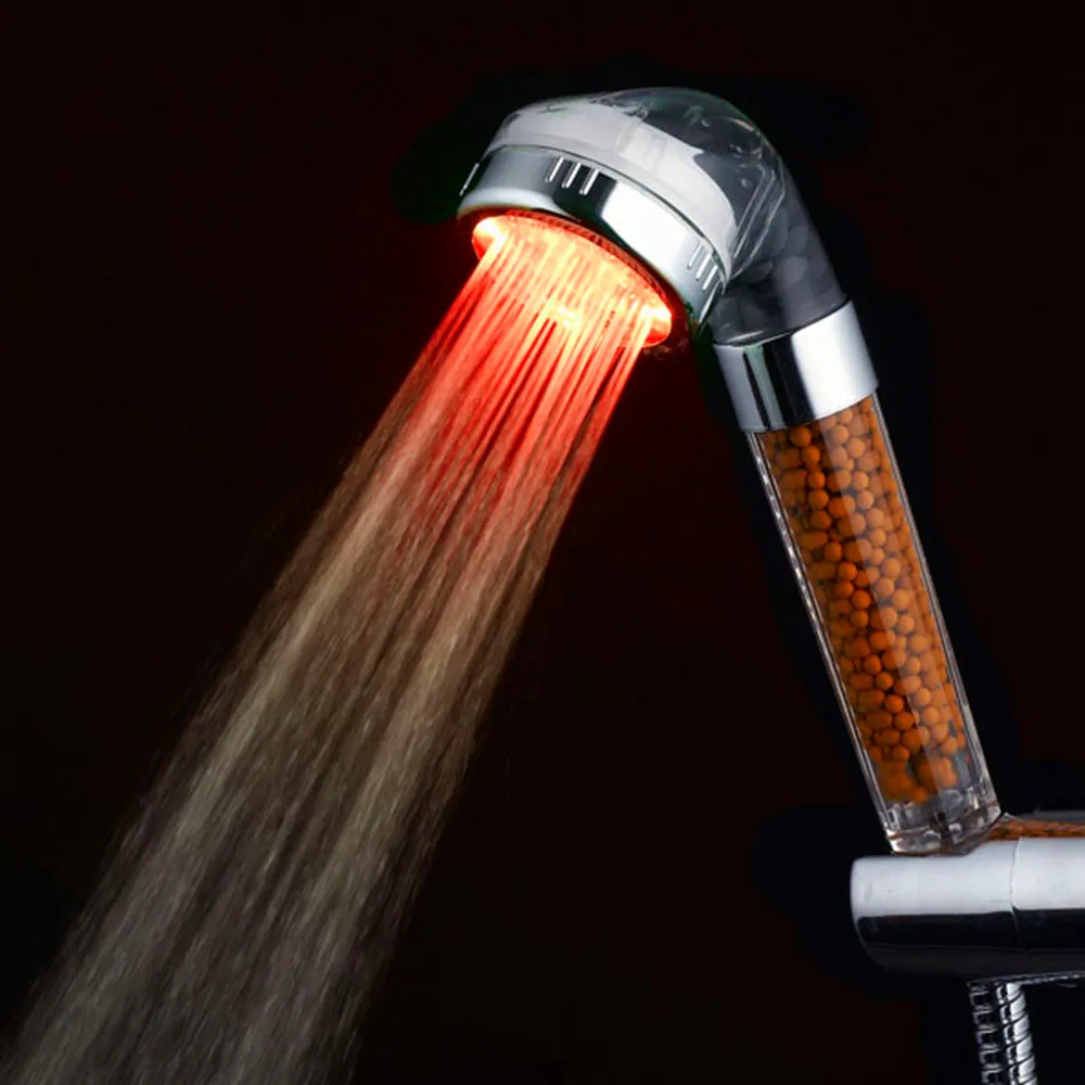

Shower Head Led Temperature Shower Spray Heads RGB 7 Colorful LED Light Water Bath Bathroom Filtration Shower Head 2020 #R30