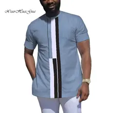 Африканская Мужская одежда, модные повседневные вечерние мужские футболки с короткими рукавами и круглым вырезом, Дашики, Мужская футболка с принтом Базен Рише, WYN681