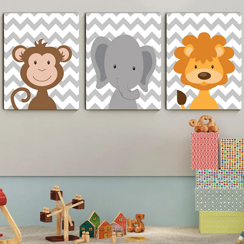 Настенная картина для детской комнаты с изображением лесных животных|Рисование