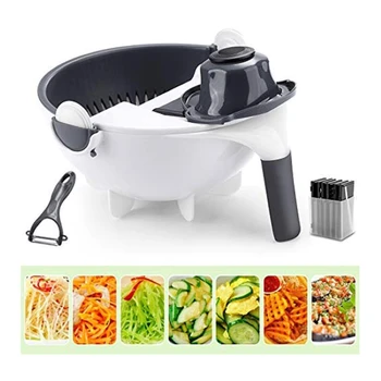 

12 In 1 Multi-function Kitchen Slicer Cutter Large Capacity with Drain Basket Potato Chip Radish Tools Peeler Grater Accessories