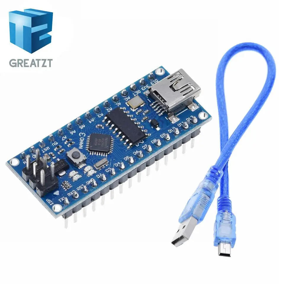 Контроллер GREATZT Nano 3,0 совместим с usb-драйвером arduino nano CH340 с кабелем NANO V3.0 - Цвет: 328P-mu with cable