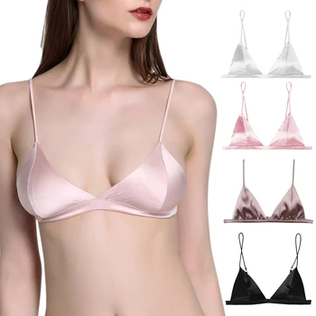 

Sexy Silk Women Bra Lingerie Breathable Elastic Bralette Female Summer Thin Triangle temptation Underwear нижнее белье женское