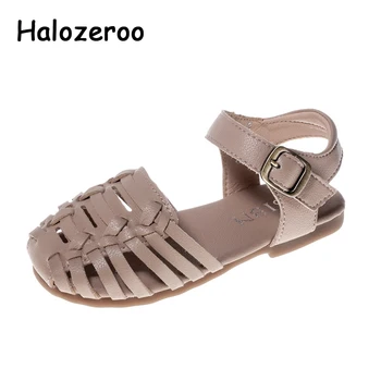 

New Spring Kids Princess Shoes Children Weave Brand Sandals Baby Girls Beige Closed Toe Sandals Beach Sandals Fashion Soft Shoes
