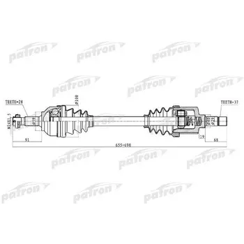 

Axle shaft front left 28x670x59x37 CITROEN: C5 2.2HDI 08 PATRON