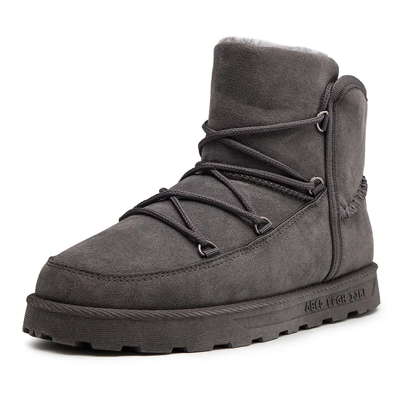 Gray plus velvet Новинка года; модные мужские зимние ботинки; оригинальные мужские зимние ботинки; Теплые ботильоны на меху; Мужская обувь; высококачественные ботинки для влюбленных - Цвет: Gray plus velvet