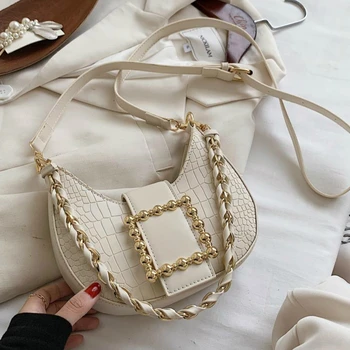 

Weave Shoulder strap Armpit bag 2020 New Quality PU Leather Women's Designer Handbag Crocodile pattern Shoulder Messenger Bag