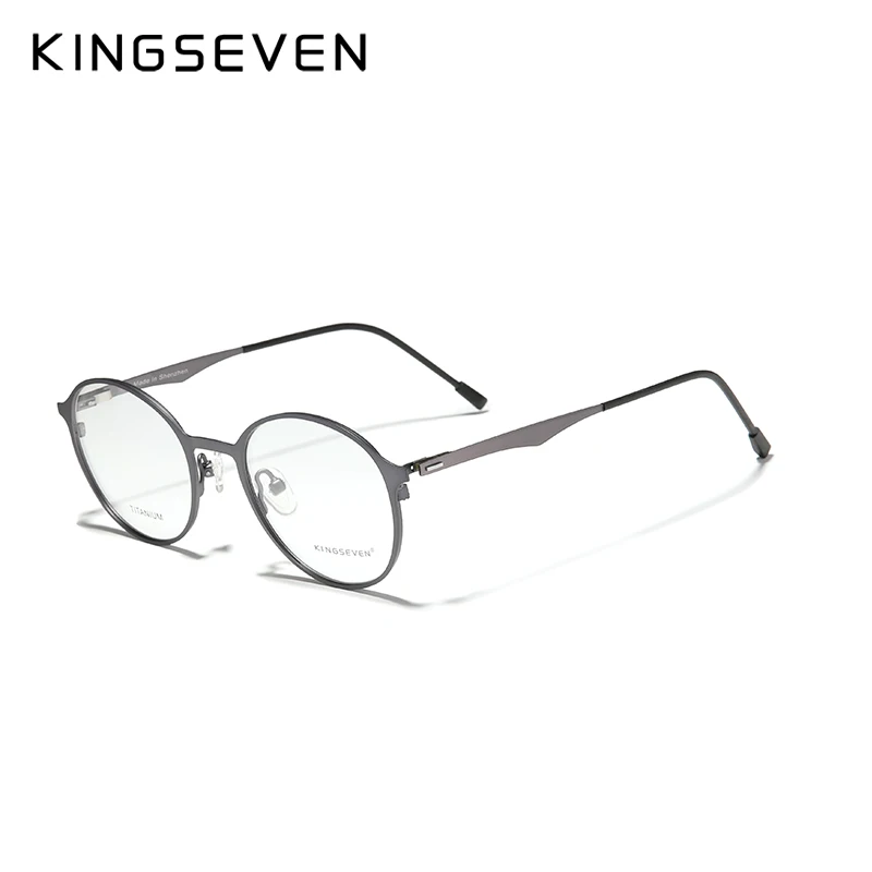 Eyeglasses Frames Eyeglass Frames Myopia Glasses Optical Glasses KINGSEVEN Round Titanium Optical Lenses Glasses Frame Men Myopia Women Prescription Glasses Eyeglasses Male Metal Eyewear