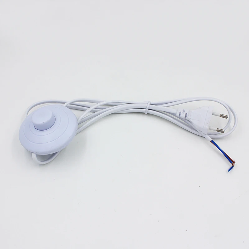 Off EU/US Plug Button Wire Power For White LED Cable Black Extension with Switching Cord Lamp or Light switch 1.8m 317 On line