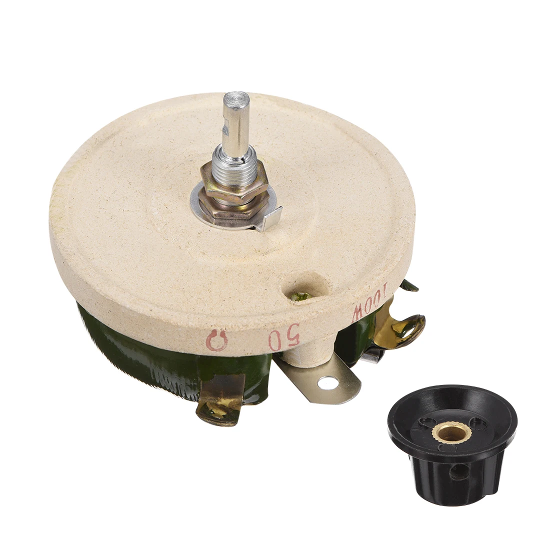 

uxcell 1Pcs Wirewound Ceramic Potentiometer Variable Rheostat Resistor With Knob Round Shaft to Light Dimmers Motor Speed
