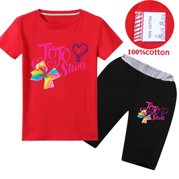 

2020 JOJO SIWA Summer New Printing Two Piece Set Fashion Summer T Shirt Tops Shorts Clothes Girls T Shirts Short Pants 2pcs Sets