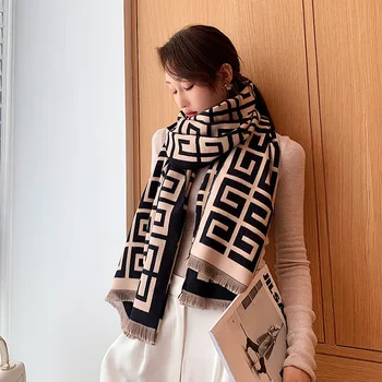 

2020 Luxury Brand Scarf Hijab Women Winter Cashmere Thick Shawl Warm Bandana Scarves Female Pashmina Blanket