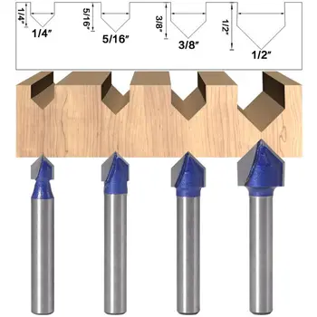 

1/4" Shank 90 Degree V Groove Router Bit 1/4" 5/16" 3/8" 1/2" Engraving Cutter