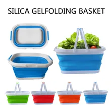 Rectangular Large Capacity Folding Silicone Laundry Bucket Storage Basket Kitchen Fruit Vegetable Basket