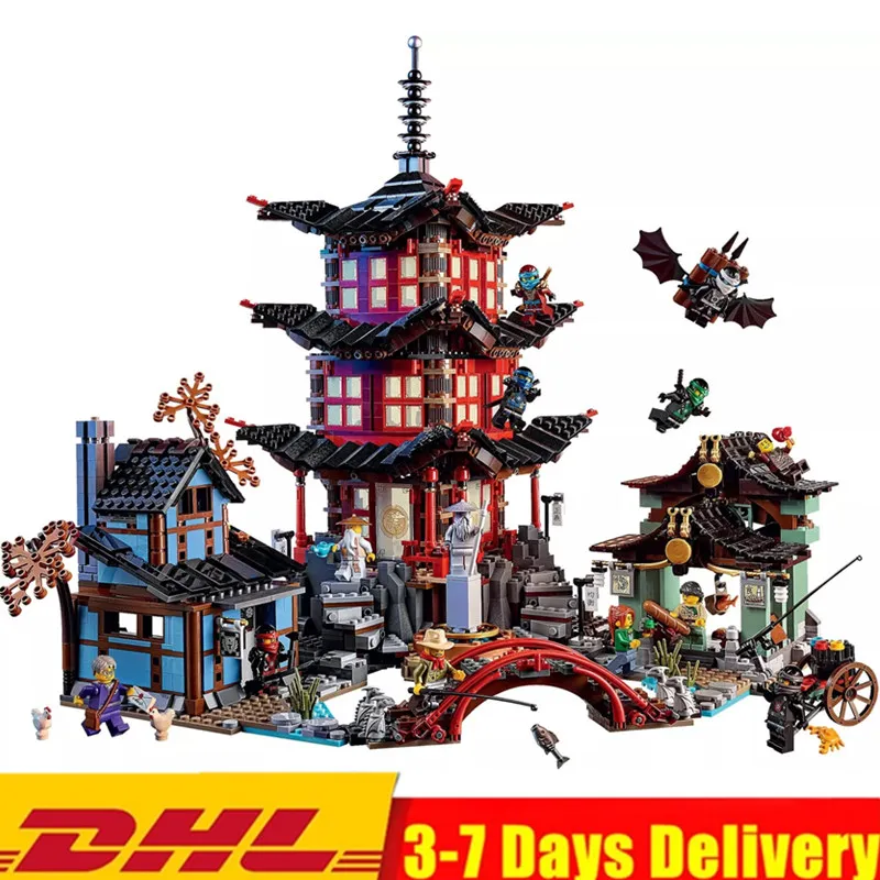 

2019 Ideas Expert Pier Temple of Airjitzu Masters village Building Blocks Sets kits Bricks Kids Compatible Ninja Movie 2 JUNIORS